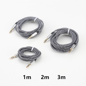 1m Nylon Jack Audio Cable 3,5 mm đến 3,5 mm Aux cáp 2m 3m Nam đến Nam Kabel Vàng cắm xe Aux Cord cho iphone Samsung Xiaomi