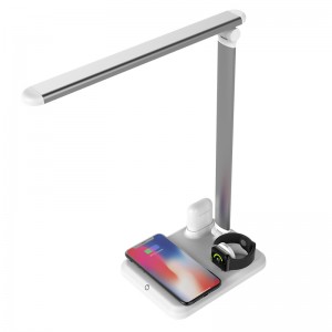 4 v 1 multifunkční stolní lampa stolní lampa s bezdrátovou nabíječkou pro mobilní iWatch a sluchátka s mikrofonem