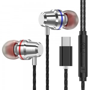 Type-C USB sluchátka sluchátka s mikrofonem pro Xiaomi 6 6X 8 Mix2 Pozn.3 Huawei Typ C sluchátek Typec sluchátka stereo sluchátka