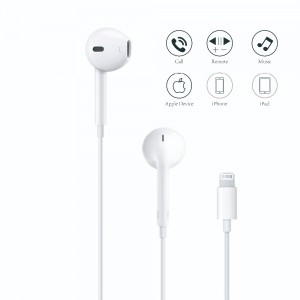 Elma Kulaklık Yıldırım EarPods |  iPhone 7 8 Artı iPhone Xs Max XR için Mikrofonlu Kulak içi Kulaklıklar Apple ve Kulaklık