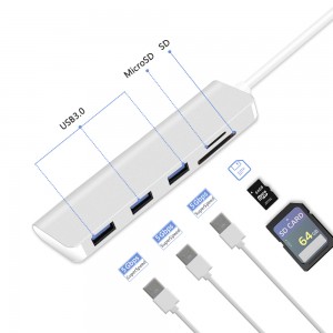 USB C Jenis-C Hub dengan USB 3.0 SD / Kad TF Reader Adapter untuk Apple MacBook 12 inci Air 2018 Pro 2017/2016 USB-C Hub