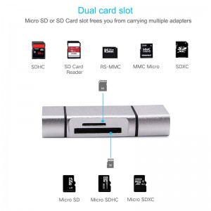 SD Card Reader 3 in 1 USB Tipe C / Mikro USB Male Adapter en OTG funksie draagbare Memory Card Reader vir & PC & Laptop