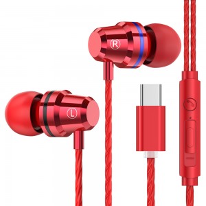 USB Tipe C Earphone Headset met Mic vir Xiaomi 6 6X 8 Mix2 note3 Huawei Tipe C Headphone Typec headset stereo oorfone